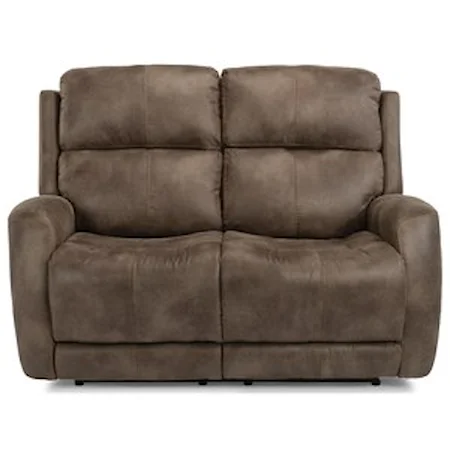 Casual Power Reclining Love Seat with Power Headrest & Power Adjustable Lumbar Support